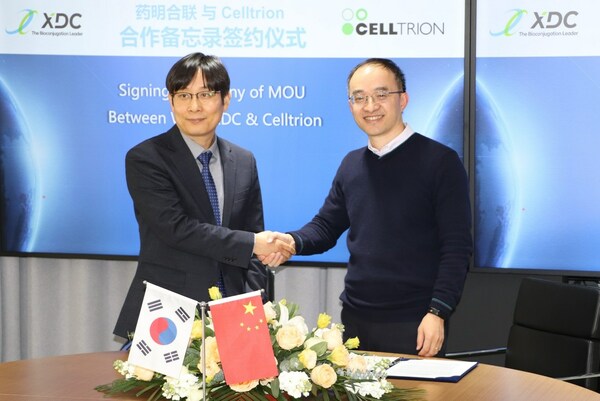 Celltrion副总裁Jong Moon Cho(左)与药明合联首席执行官李锦才博士(右)