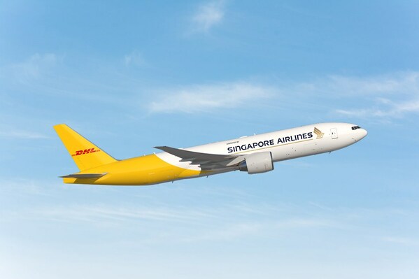 DHL快遞與新加坡航空公司共同運維的B777貨機（示意圖）