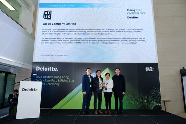 On-us Takes Home Deloitte Technology Rising Star Company 2023 Hong Kong and Deloitte Technology Fast Outstanding Female Entrepreneur 2023