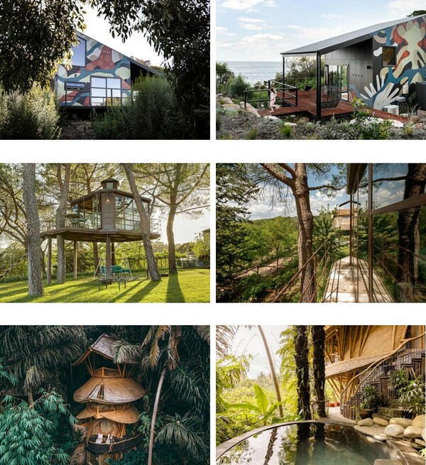 上：海景房（澳大利亚维多利亚）；中：树屋（意大利佛罗伦萨）；下：梦幻竹屋（印度尼西亚巴厘岛）