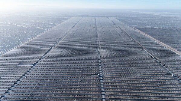 A 120MW PV plant utilizing TrinaTracker's Vanguard 2P in Gobi desert connected to grid