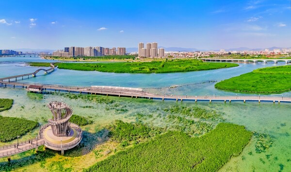 Photo taken in January 2024 shows the Xiatanwei mangrove park in Xiamen, southeast China's Fujian province. (Photo by Chen Bo/People's Daily Online) (PRNewsfoto/People's Daily)