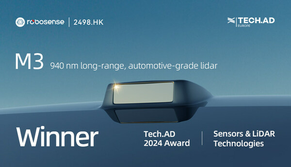 RoboSense's 940 nm long-range, automotive-grade lidar wins Tech.AD 2024 award for Sensors and LiDAR Technologies.