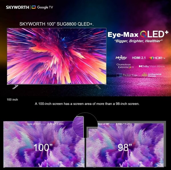 SKYWORTH 100" Eye-Max SUG8800 QLED+ TV