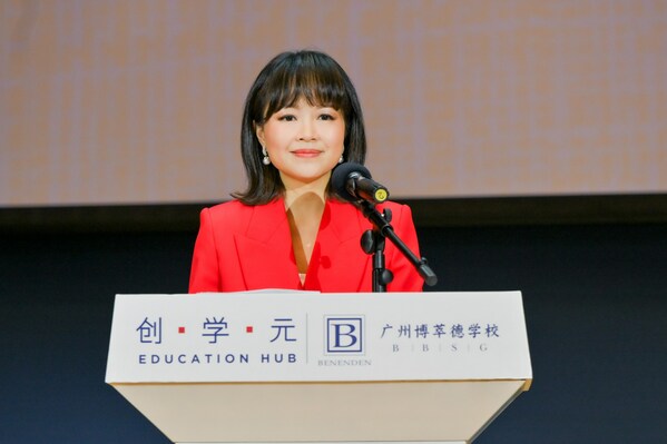 Mrs. Jennifer Yu Cheng, Group President of CTFEG delivered her speech at the Opening Ceremony of the Education Hub.