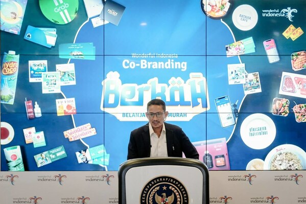 Minister of Tourism and Creative Economy, Sandiaga Uno, at the launching of the Extra Affordable Sales Activation (BERKAH) co-branding program (PRNewsfoto/Indonesia's Ministry of Tourism and Creative Economy)