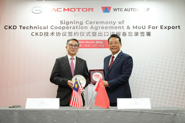 GAC International and WTCA Sign MoU, Entering Strategic CKD Technical Collaboration Agreement in Malaysia (PRNewsfoto/GAC)