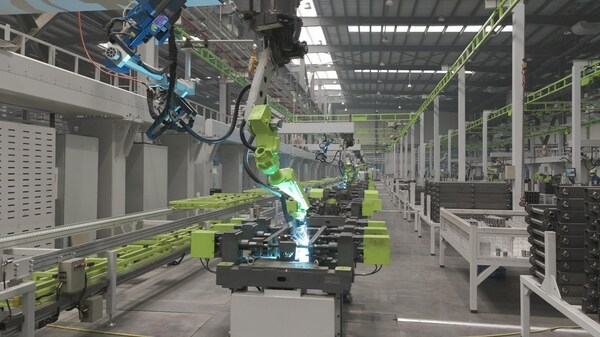 圖為湖南中聯重科智能高空作業機械有限公司行業領先的智能工廠一景