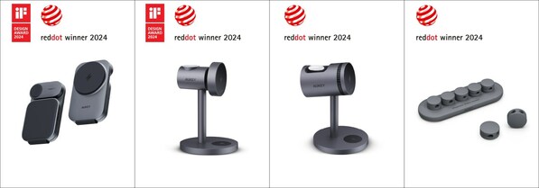 From left to right: MagFusion Z, MagFusion 3-in-1. Both products received the prestigious iF Design Award 2024 and Red Dot Award 2024. MagFusion 3-in-1 Pro, Magnetic Cable Holder also earned the Red Dot Award.