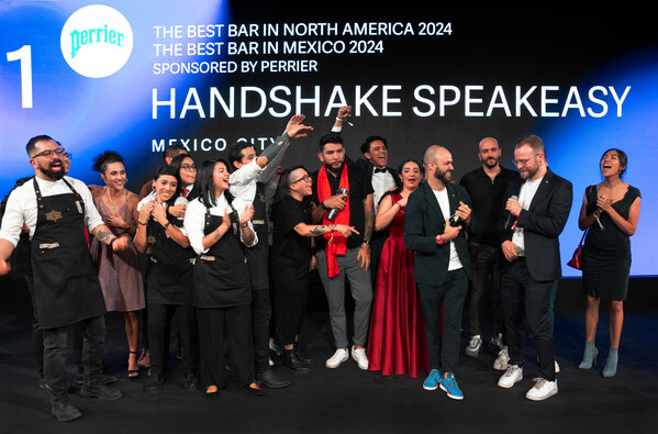 Handshake Speakeasy in Mexico City is crowned No.1 at the third annual North America's 50 Best Bars awards 2024, sponsored by Perrier.