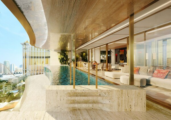 Capella at Galaxy Macau features an infinity-edge pool in each of the 36 Sky Villas designed by Moinard Bētaille