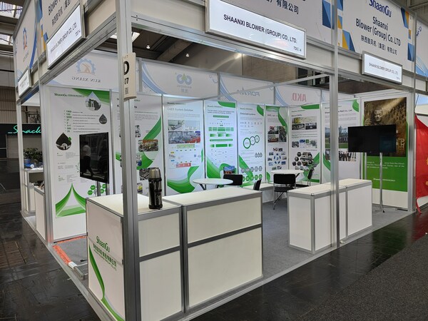 Photo shows that the exhibition booth of Shaanxi Blower (Group) Co., Ltd at the Hannover Messe 2024 held from April 22 to 26 in Hanover, Germany. (Source: Shaangu)
