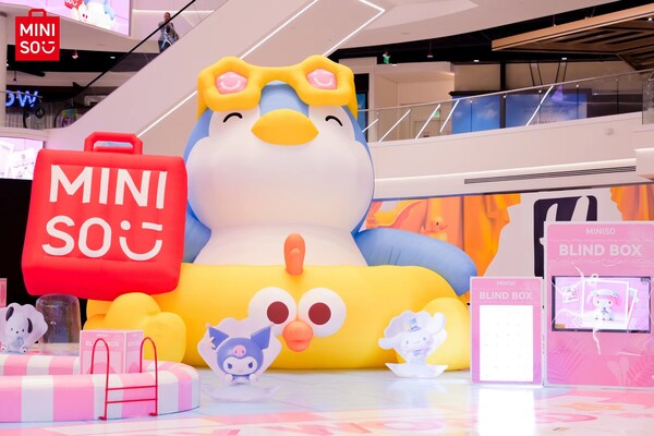 The Penpen Inflatable from MINISO's MINI Family Collection Welcoming People at American Dream Mall's Atrium
