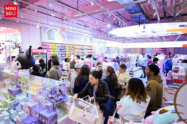 Shoppers Exploring MINISO's Products at the IP Collection Store On the Grand Opening Day
