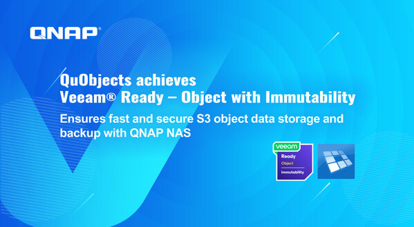 QNAP S3-compatible Storage Solution "QuObjects" Certified as Veeam® Ready - Object with Immutability