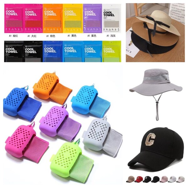 Sun Hats and Cooling Towels on the www.yiwugo.com.