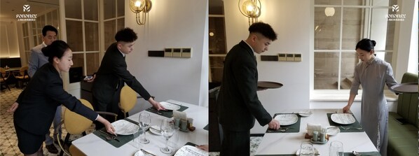 鳳頤大使在全日制模擬訓練國際白金管家餐桌擺放