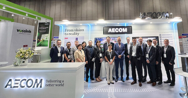 AECOM participates as a Gold Sponsor at Asia Pacific Rail 2024 in Bangkok, Thailand, driving positive change through our innovative, world-class rail solutions. (PRNewsfoto/AECOM)