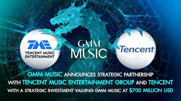 GMM Music Announces Strategic Partnership with Tencent Music Entertainment Group and Tencent, with a Strategic Investment Valuing GMM Music at $700 Million USD. (PRNewsfoto/GMM Music)