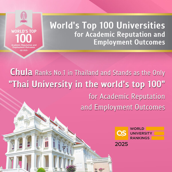 Chula Ranks No.1 in Thailand and Stands as the Only Thai University in the World's Top 100 for Academic Reputation and Employment Outcomes in QS World University Rankings 2025