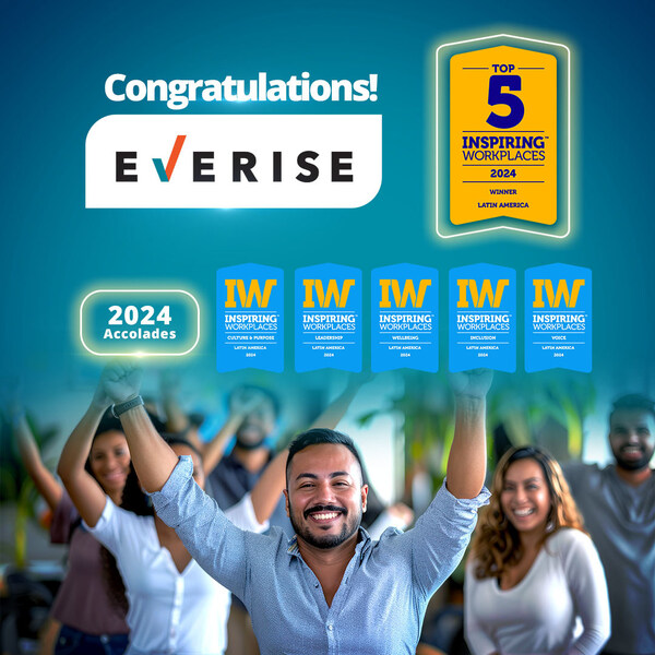 Everise is named Top 5 Inspiring Workplaces in Latin America in 2024. (PRNewsfoto/Everise)