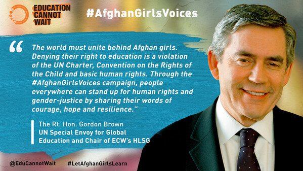 As the world mourns this inhumane and immoral 1,000-day ban on girls’ education, global leaders, advocates, influencers and courageous Afghan girls have stepped up to share their call for an end to gender apartheid in Afghanistan through Education Cannot Wait’s ground-breaking #AfghanGirlsVoices Campaign.