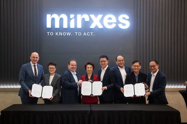 MoU signing ceremony at the Mirxes office in Biopolis, Singapore, with Guest of Honor Low Yen Ling, Senior Minister of State, Ministry of Culture, Community and Youth & Ministry of Trade and Industry