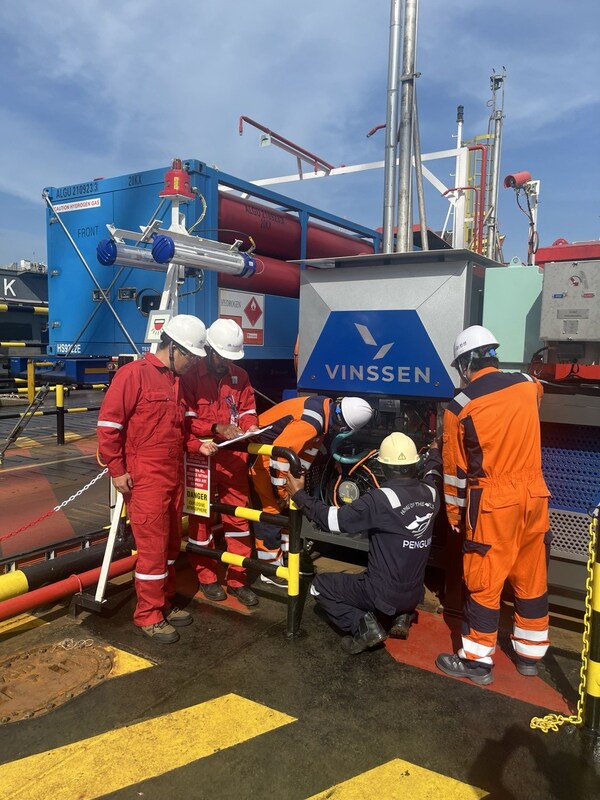 Engineers Inspecting VINSSEN’s Hydrogen Fuel Cell System, Onboard the Vessel “Tenacity”