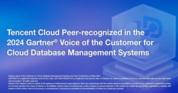 Gartner Inc. has released its Gartner® Peer Insights™ Voice of the Customer for Cloud Database Management Systems, which included Tencent Cloud in the Customers’ Choice Quadrant for Asia/Pacific region segment.