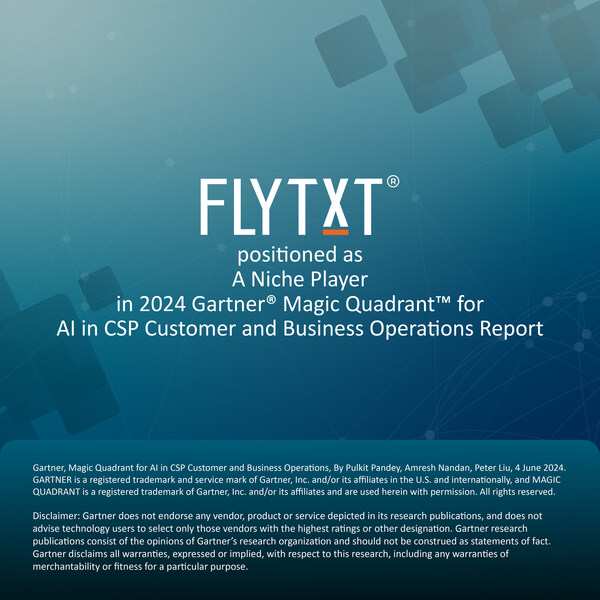 Flytxt® positioned as A Niche Player in 2024 Gartner® Magic Quadrant™ for AI in CSP Customer and Business Operations Report