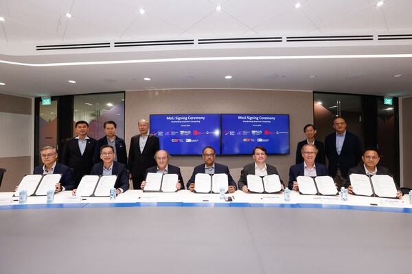 [From left to right, seated] The MoU signing was represented by Dr Su Yi, Executive Director, A*STAR’s Institute of High Performance Computing; Mr Ling Keok Tong, Executive Director, National Quantum Office; Prof José Ignacio Latorre, Director, Centre for Quantum Technologies; Dr Rajeeb Hazra, President & CEO, Quantinuum, Dr Sebastian Maurer-Stroh, Executive Director, A*STAR’s Bioinformatics Institute; Prof Thomas M. Coffman, Dean, Duke-NUS Medical School; Dr Terence Hung, Chief Executive, National Supercomputing Centre Singapore.  [From left to right, standing] The MoU signing was witnessed by Prof Tan Sze Wee, Assistant Chief Executive, Biomedical Research Council, A*STAR; Prof Yeo Yee Chia, Assistant Chief Executive, Innovation & Enterprise, A*STAR; Prof Low Teck Seng, Co-chair, National Quantum Steering Committee; Mr Quek Gim Pew, Co-chair, National Quantum Steering Committee; Mr Ilyas Khan, Founder & Chief Product Officer, Quantinuum