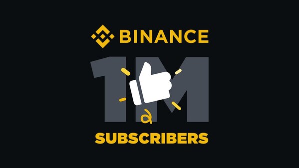 Binance celebrates one million YouTube subscribers - first crypto brand to achieve this milestone.