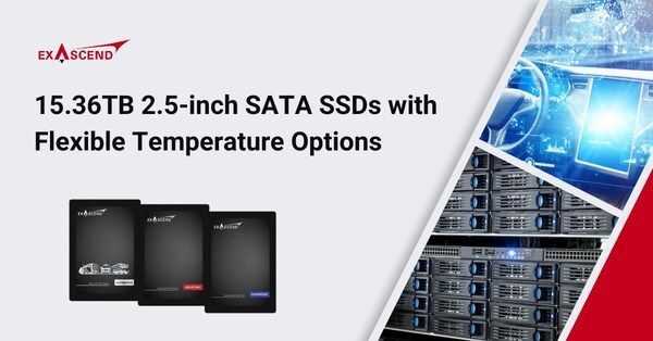 Exascend expands its 2.5-inch SATA SSD series – SA4, SI4, and SE4 – to an industry-leading 15.36TB capacity, redefining SATA SSD storage for demanding applications such as digital/network video recorders and media post-production.