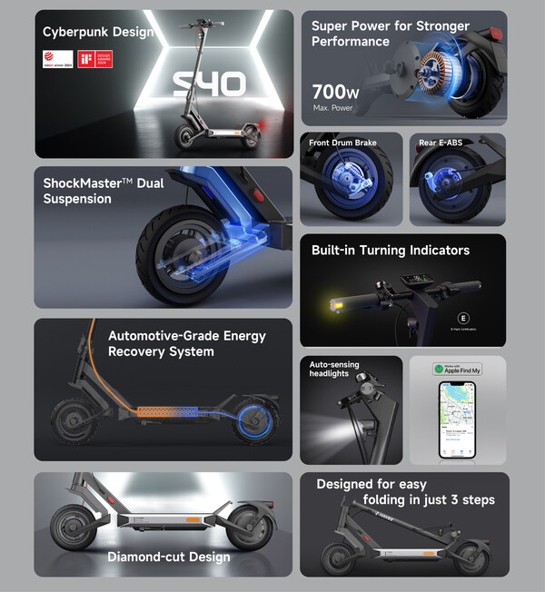 key features of NAVEE e-scooter S40