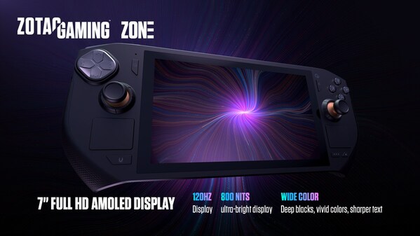 The ZOTAC GAMING ZONE is equipped with a premium 7’’ Full HD AMOLED Display, a first in Handheld PCs.