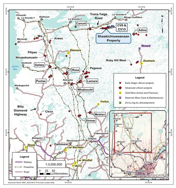 Figure 12: Shaakichiuwaanaan Project Location (CNW Group/Patriot Battery Metals Inc.)