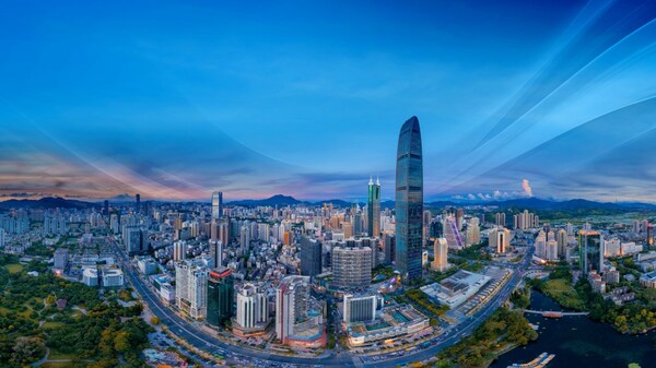 An aerial view of the urban area of Luohu District, Shenzhen ```