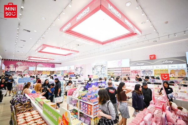 Customers shopping at MINISO Santa Monica Store