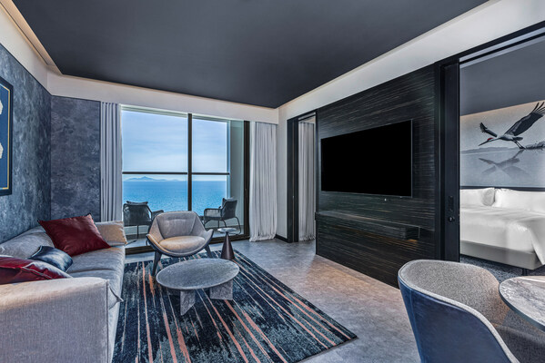 The Suites offer 64.5 square meters of space with separate living areas and a balcony with uninterrupted ocean vistas