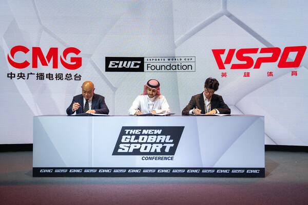 The signing ceremony was attended by Mr. Faisal Bin Homran, Chief Product Officer of Esports World Cup Foundation; Mr. Xu Qiang, Director of the Youth Sports Program Center of China Media Group and Executive Vice President of NIED; and Dino Ying, Founder, Chairman and CEO of VSPO.