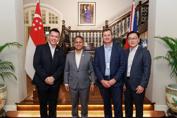 In Picture - from left to right: Mr Derrick Chang, His Excellency Mr Nikesh Mehta OBE, Professor Richard Wells, Dr Michael Yap