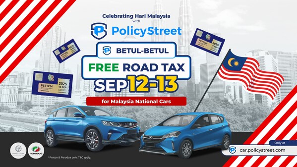 PolicyStreet raikan Hari Malaysia dengan cukai jalan PERCUMA untuk pemandu Proton dan Perodua.