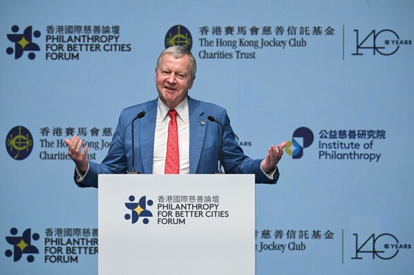 The Hong Kong Jockey Club Chief Executive Officer and Director of the Institute of Philanthropy, Winfried Engelbrecht-Bresges, delivers closing remarks at the Philanthropy for Better Cities Forum 2024. (PRNewsfoto/The Hong Kong Jockey Club)