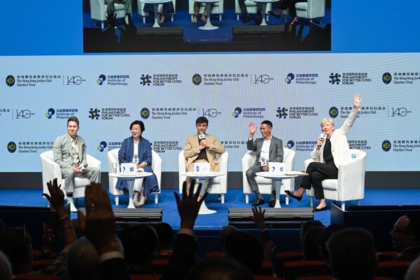 The forum's closing plenary session was entitled "Motivating Project MuSE: how should we understand investing in the arts and sports?" It featured a discussion between (from left) Dustin Lance Black, 2009 Oscar winner (Best Original Screenplay), American Screenwriter, Director, and Producer; Ruby Yang, 2007 Oscar winner (Documentary Short Subject), Director of the Journalism and Media Studies Centre, The University of Hong Kong; Tom Daley, gold-medal-winning Olympic diver; Vincent Ho, 2023 LONGINES International Jockeys' Champion, Jockey, The Hong Kong Jockey Club; and. It was moderated by Trisha Leahy, Member of Project MuSE Advisory Committee of The Hong Kong Jockey Club and former Chief Executive of the Hong Kong Sports Institute.