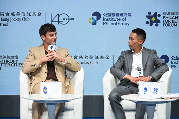 Tom Daley, gold-medal-winning Olympic diver (left) and Vincent Ho, 2023 LONGINES International Jockeys' Champion, Jockey, The Hong Kong Jockey Club (right).