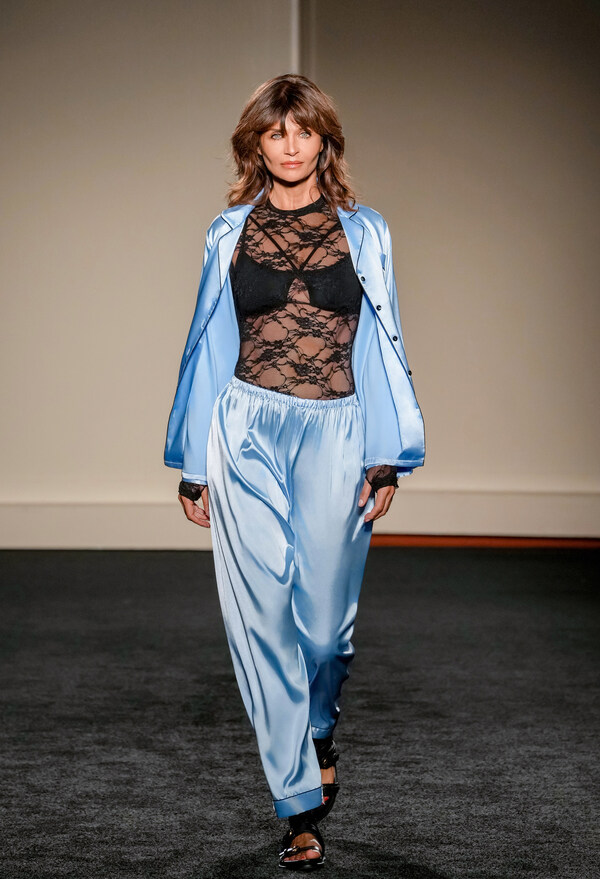 Supermodel Helena Christensen gracing the runway for Ekouaer