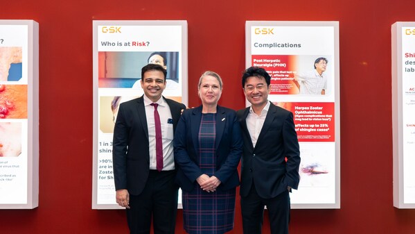 (from left to right) Dr Alap Gandhi, Country Medical Director of GSK Malaysia and Brunei; Ruxandra Nastasa, Vice President & General Manager of GSK Malaysia & Brunei; and Dr Peter Ch'ng, Consultant Dermatologist from Gleneagles Hospital Kuala Lumpur & Honorary Secretary of Dermatological Society of Malaysia at the launch of GSK's Shingles vaccine.