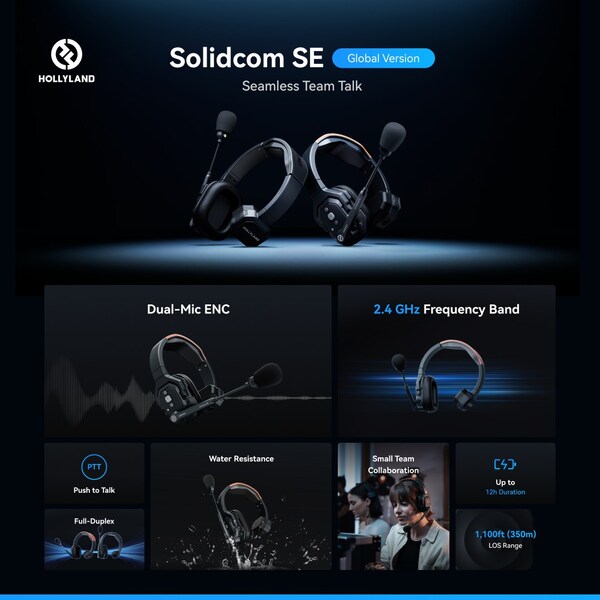 Hollyland Launches the Solidcom SE Wireless Intercom System for Seamless Team Talk