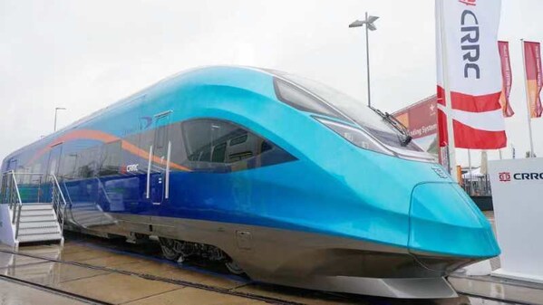 CRRC Launches the CINOVA H2 New Energy Intelligent Intercity Train at InnoTrans 2024.