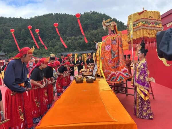 Photo shows the scene of the 16th Strait Forum-Chen Jinggu Cultural Festival on Thursday at the Linshui Palace Ancestor Temple in Gutian County, Ningde City of southeast China's Fujian Province. (Provided by Gutian Integrated Media Center)